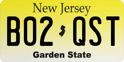 NJ license plate B02QST