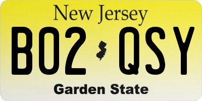 NJ license plate B02QSY