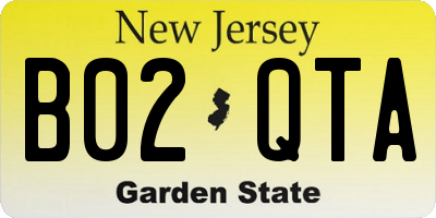 NJ license plate B02QTA