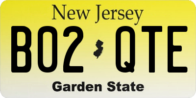 NJ license plate B02QTE