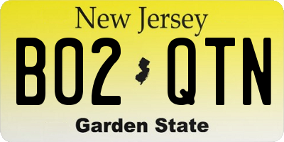 NJ license plate B02QTN