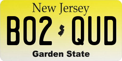 NJ license plate B02QUD