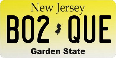 NJ license plate B02QUE