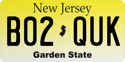 NJ license plate B02QUK