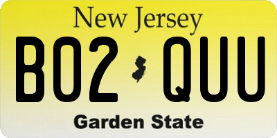 NJ license plate B02QUU