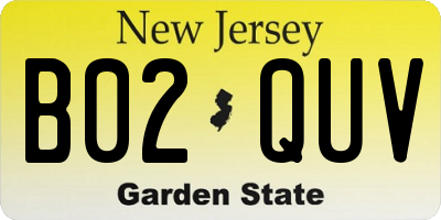 NJ license plate B02QUV
