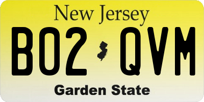 NJ license plate B02QVM
