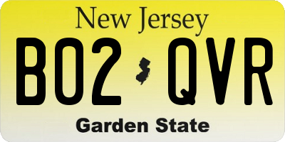 NJ license plate B02QVR