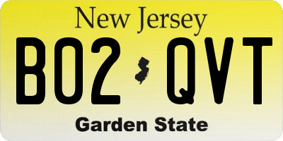 NJ license plate B02QVT