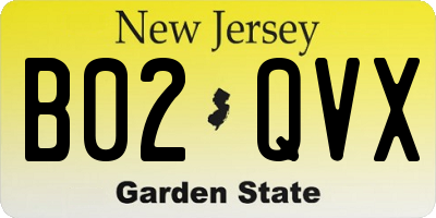 NJ license plate B02QVX