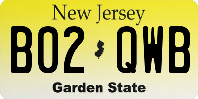 NJ license plate B02QWB