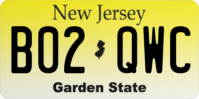 NJ license plate B02QWC