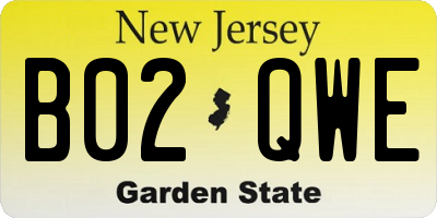 NJ license plate B02QWE