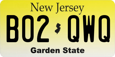 NJ license plate B02QWQ