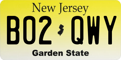 NJ license plate B02QWY
