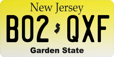 NJ license plate B02QXF