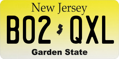 NJ license plate B02QXL
