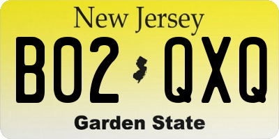 NJ license plate B02QXQ