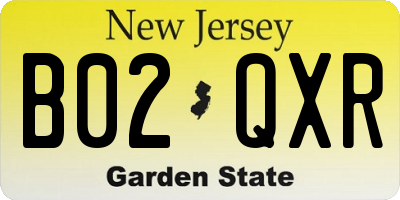 NJ license plate B02QXR