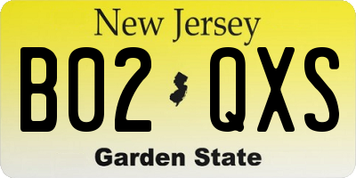 NJ license plate B02QXS