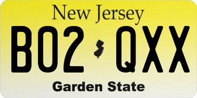 NJ license plate B02QXX