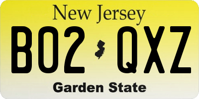 NJ license plate B02QXZ