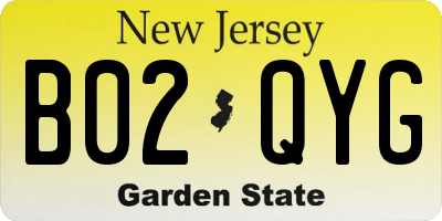 NJ license plate B02QYG