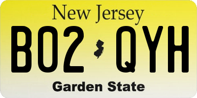 NJ license plate B02QYH
