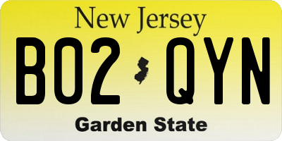 NJ license plate B02QYN