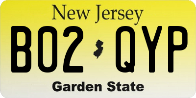 NJ license plate B02QYP