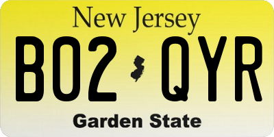 NJ license plate B02QYR