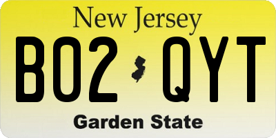 NJ license plate B02QYT