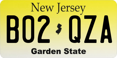 NJ license plate B02QZA