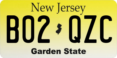 NJ license plate B02QZC