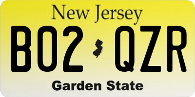NJ license plate B02QZR