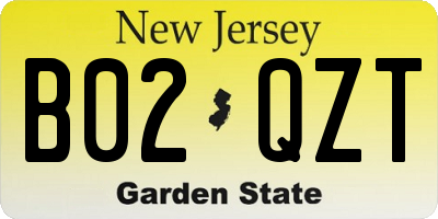 NJ license plate B02QZT