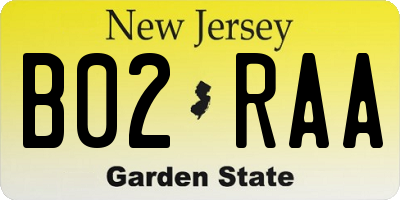 NJ license plate B02RAA