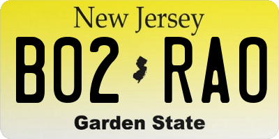 NJ license plate B02RAO