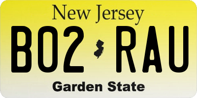 NJ license plate B02RAU