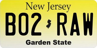 NJ license plate B02RAW