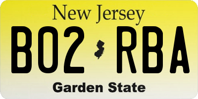NJ license plate B02RBA