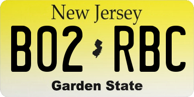 NJ license plate B02RBC