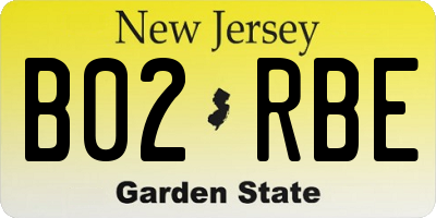 NJ license plate B02RBE