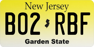 NJ license plate B02RBF