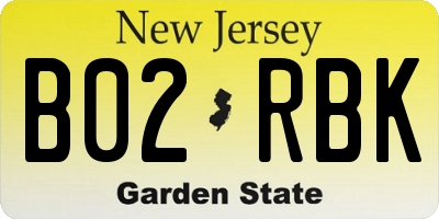 NJ license plate B02RBK
