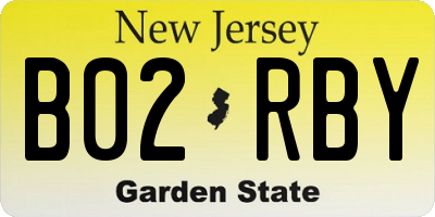 NJ license plate B02RBY