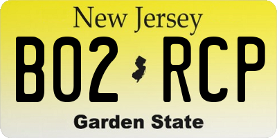 NJ license plate B02RCP