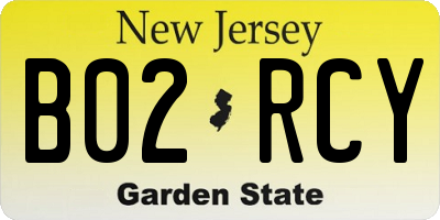 NJ license plate B02RCY