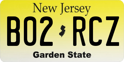 NJ license plate B02RCZ