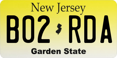 NJ license plate B02RDA